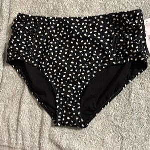 a.n.a Bikini Swim Bottoms Black White Polka‎ Dot Swimwear Size Medium